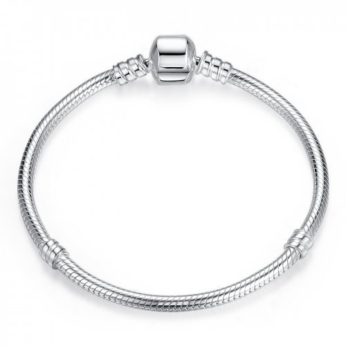 Pulsera de cadena de plata estilo Pandora con lindo gato - PAS902
