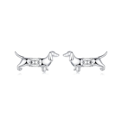 Pendientes de perro salchicha estilo PANDORA - SCE1745