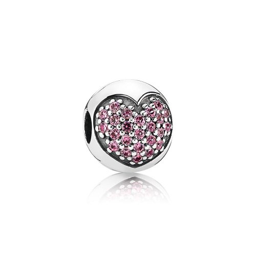 Clip Corazón Pavé Rosa - PANDORA