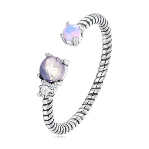 Anillo abierto con giro de gema al estilo Pandora - SCR839