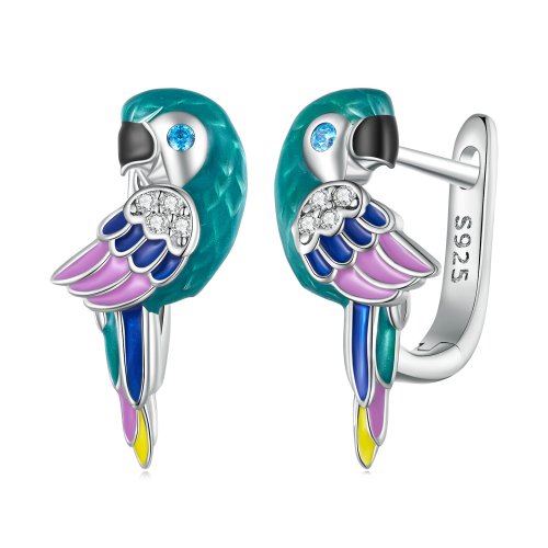 Aretes de aro estilo Pandora con loro - BSE829