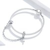Cadena de seguridad de cruz simple plateada estilo Pandora - BSC362