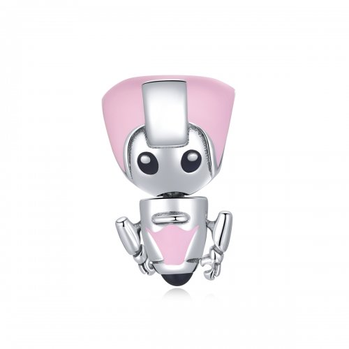 Charm de bebé robot rosa al estilo Pandora - SCC1774