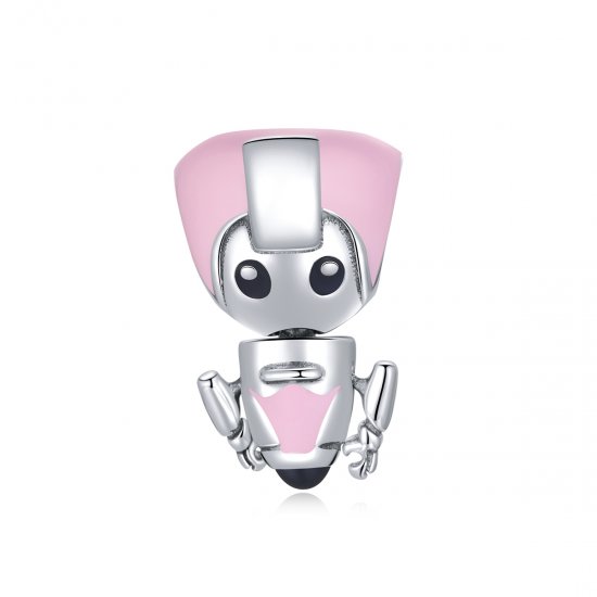 Charm de bebé robot rosa al estilo Pandora - SCC1774 - Haga click en la imagen para cerrar