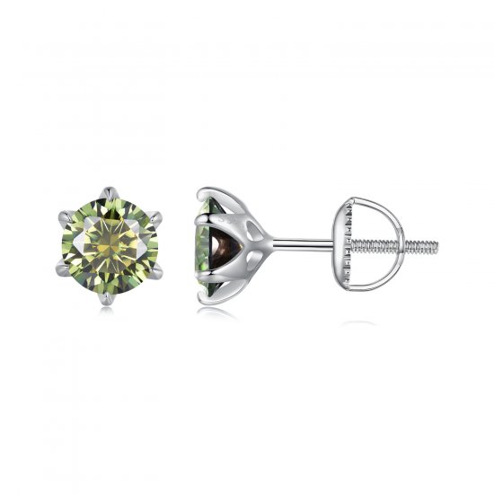 Pendientes estilo Pandora con esmeraldas sintéticas Moissanite - MSE025-LGN - Haga click en la imagen para cerrar