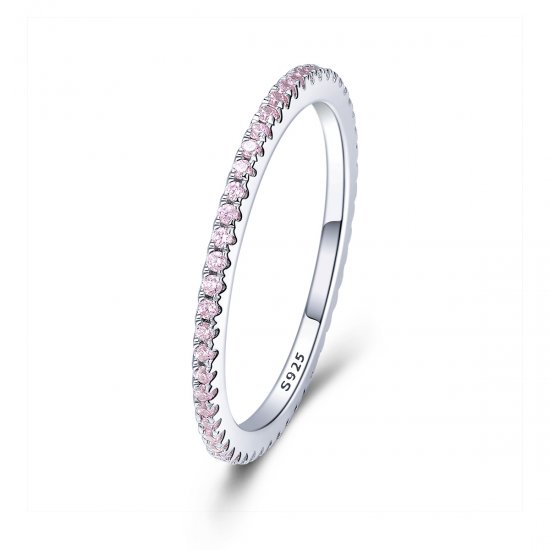Anillo estilo Pandora con diamante rosa - SCR066-J - Haga click en la imagen para cerrar