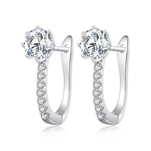 Estos aretes de aro de estilo Pandora con circonitas simples - BSE856