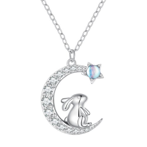 Collar estilo Pandora con conejo lunar - BSN302