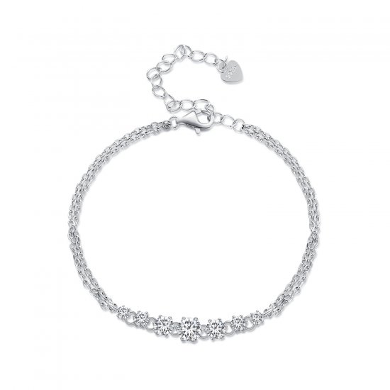 Pulsera de estilo Pandora con Moissanita (Un Certificado) - MSB008 - Haga click en la imagen para cerrar