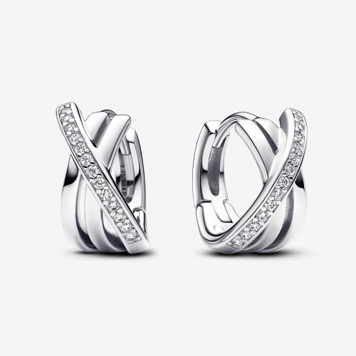 Pendientes Pandora de aro Pavé Cruzado - 293150C01