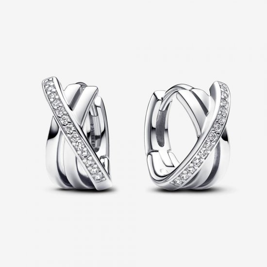 Pendientes Pandora de aro Pavé Cruzado - 293150C01 - Haga click en la imagen para cerrar