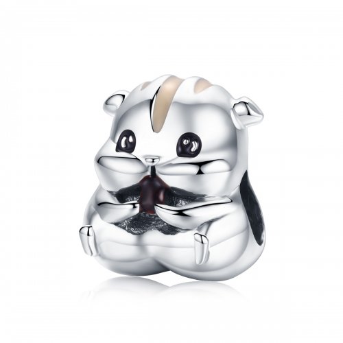 Charm de plata estilo Pandora con diseño de hámster - SCC1133