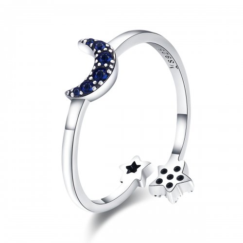 Anillo estilo Pandora de plata con diseño de cielo estrellado - SCR437