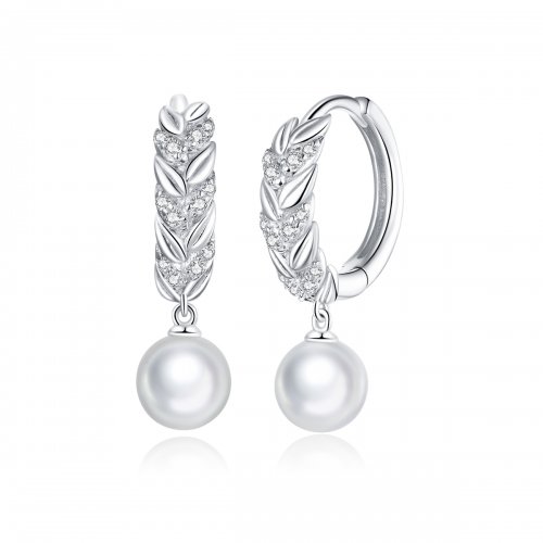 Pendientes colgantes de trigo brillantes estilo Pandora en plata - BSE446
