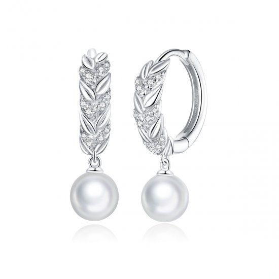 Pendientes colgantes de trigo brillantes estilo Pandora en plata - BSE446 - Haga click en la imagen para cerrar