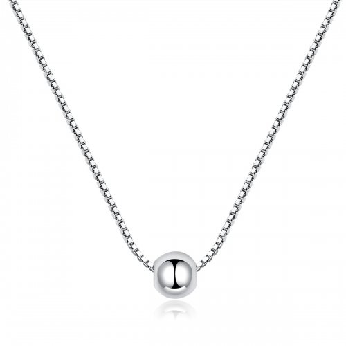 Collar Pandora Style de Plata con Colgante de Frijol Simple - BSN097