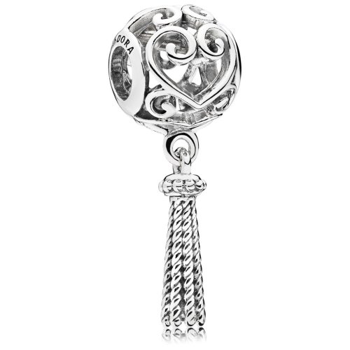 Charm en plata de ley Corazón Borla Encantada - PANDORA