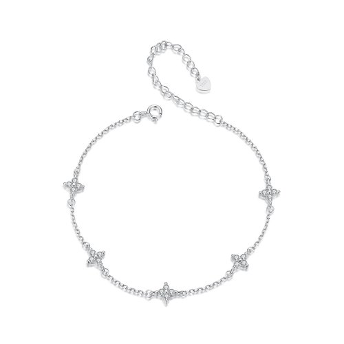 Tobillera con trébol de cuatro hojas estilo PANDORA - BST008