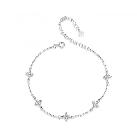 Tobillera con trébol de cuatro hojas estilo PANDORA - BST008 - Haga click en la imagen para cerrar