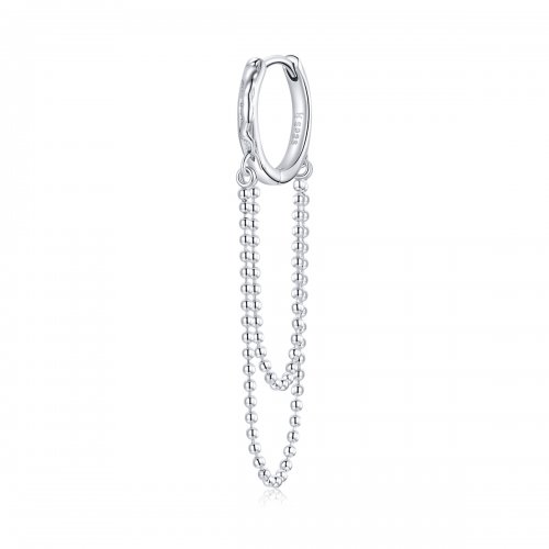 Pendientes colgantes estilo Pandora de cadena de perlas plateadas - SCE1121