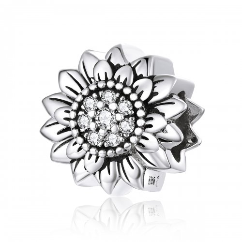 Charm de estilo Pandora en plata con diseño de girasol - SCC1507