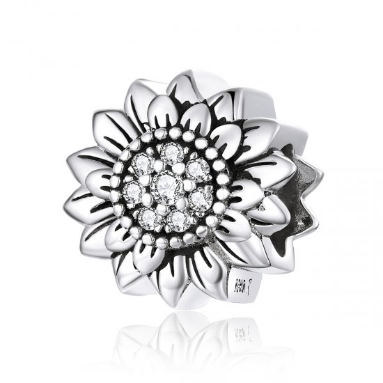 Charm de estilo Pandora en plata con diseño de girasol - SCC1507 - Haga click en la imagen para cerrar