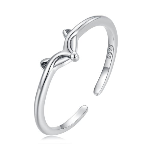 Anillo abierto estilo Pandora con diseño de zorro - SCR868