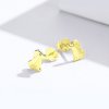 Encantadores Pendientes de Botón de Estilo Pandora Chapados en Oro - SCE584-C
