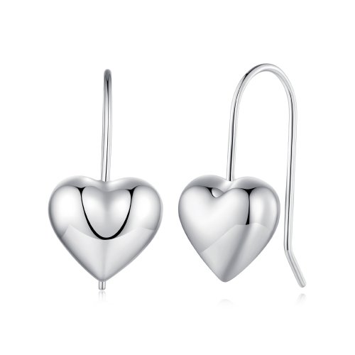 Estos aretes de botón en forma de corazón tridimensional de estilo Pandora - BSE854
