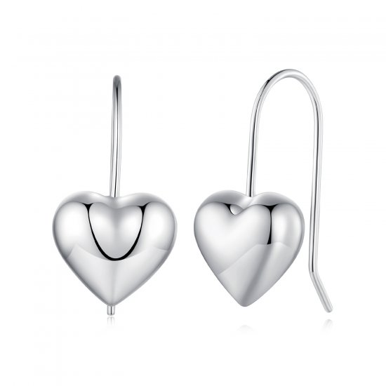 Estos aretes de botón en forma de corazón tridimensional de estilo Pandora - BSE854 - Haga click en la imagen para cerrar