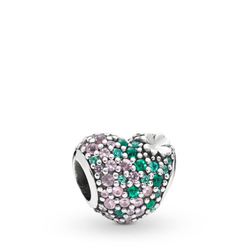 Charm PANDORA en plata de ley Corazón Trébol Brillante - 797869NRGMX