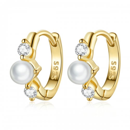 Aros de argolla con cuentas estilo Pandora y circonitas - SCE1254