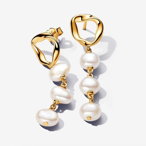 Pendientes Pandora Colgantes Círculo Forma Orgánica y Perlas Cultivadas de Agua Dulce Barroca - 263263C01