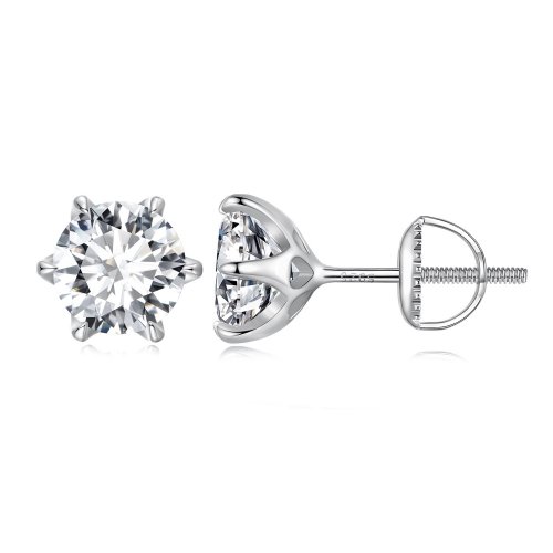 Estilo Pandora Pendientes de Tachuela de Moissanita de 2 Quilates - MSE021-L