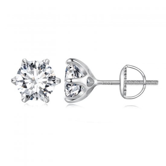 Estilo Pandora Pendientes de Tachuela de Moissanita de 2 Quilates - MSE021-L - Haga click en la imagen para cerrar