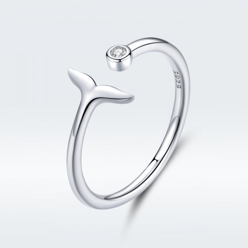 Anillo abierto de estilo Pandora en plata con luna y gato - SCR677