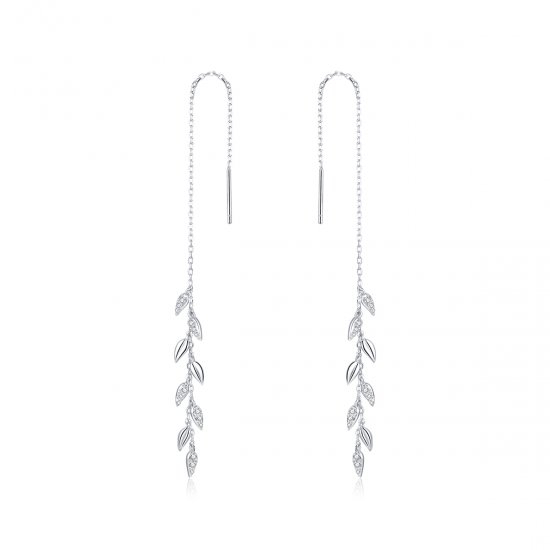 Pendientes colgantes de trigo brillante de estilo Pandora en plata - BSE447 - Haga click en la imagen para cerrar