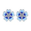 Pendientes de botón estilo Pandora con flores - SCE1513