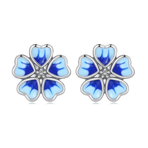 Pendientes de botón estilo Pandora con flores - SCE1513