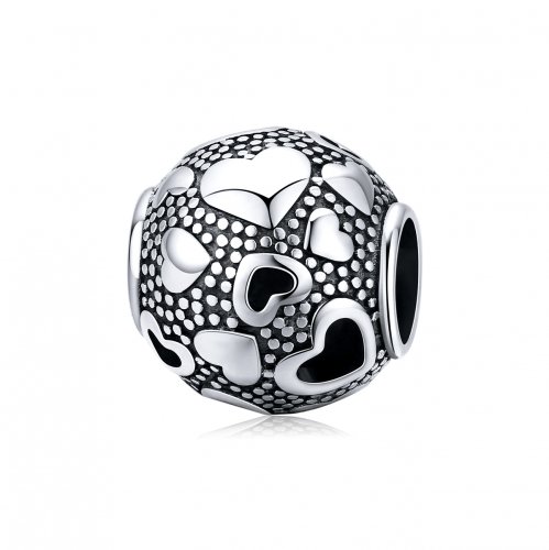 Charm de corazón retro en plata estilo Pandora - SCC1451