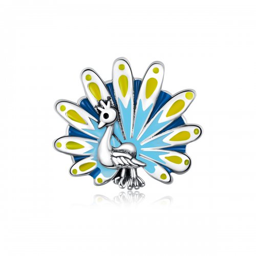 Charm estilo Pandora con motivo de pavo real azul - SCC1644