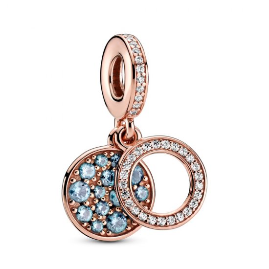 PANDORA Charm colgante doble con disco azul claro brillante - 789186C03 - Haga click en la imagen para cerrar