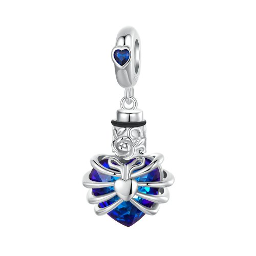 Corazón conmemorativo en rosa estilo PANDORA en color azul - BSC1058-BU