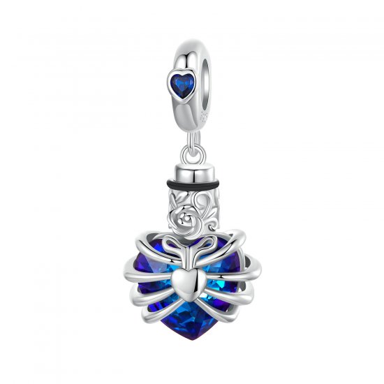 Corazón conmemorativo en rosa estilo PANDORA en color azul - BSC1058-BU - Haga click en la imagen para cerrar