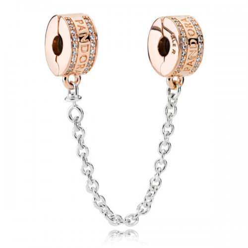 cadena de seguridad oro rosa Logo PANDORA