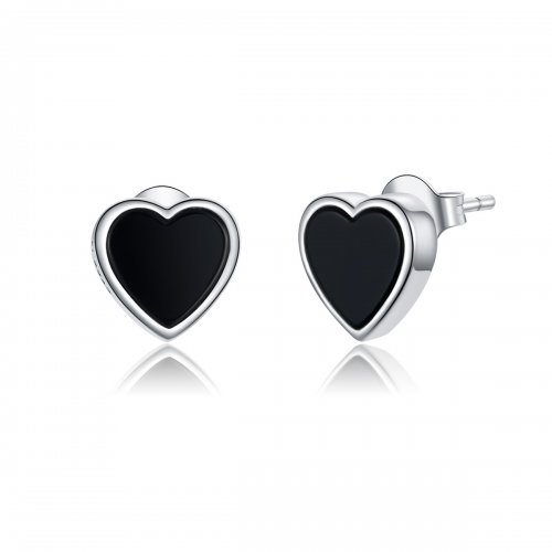 Pendientes de botón estilo Pandora de plata con ágata de amor - SCE915