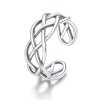 Anillo abierto de textura tejida de plata estilo Pandora - SCR675