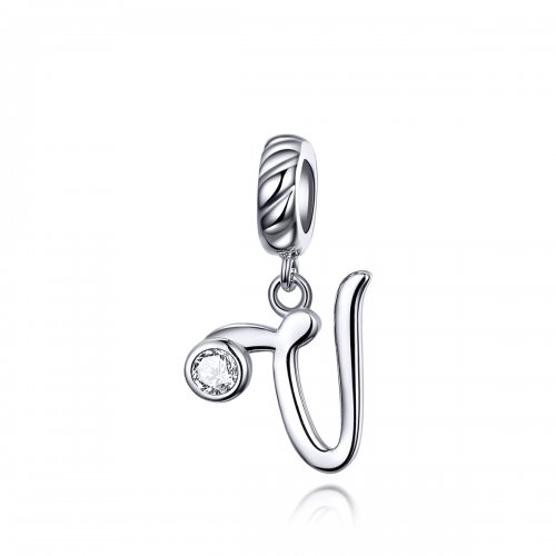 Colgante de letra V en plata estilo Pandora - SCC1183-V