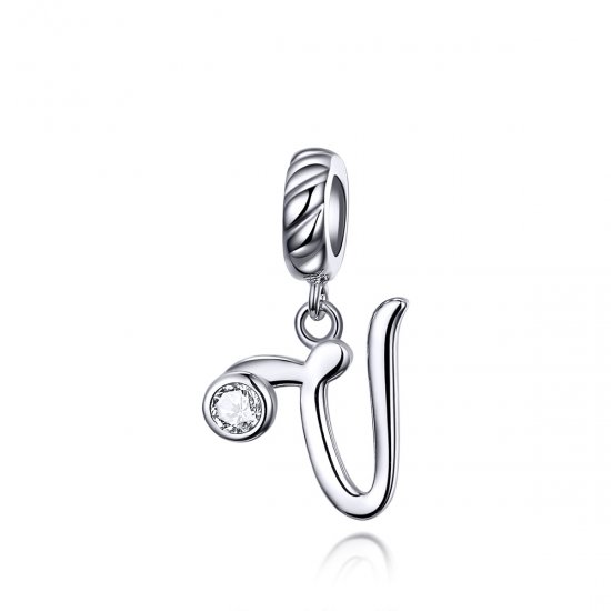 Colgante de letra V en plata estilo Pandora - SCC1183-V - Haga click en la imagen para cerrar