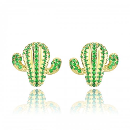 Estos aretes de botón estilo Pandora con diseño de cactus - BSE013